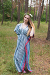 Gray Timeless Style Caftan in Multicolored Stripes Pattern
