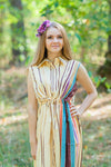Light Yellow Cool Summer Style Caftan in Multicolored Stripes Pattern