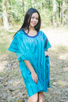 Teal Summer Celebration Style Caftan in Multicolored Stripes Pattern
