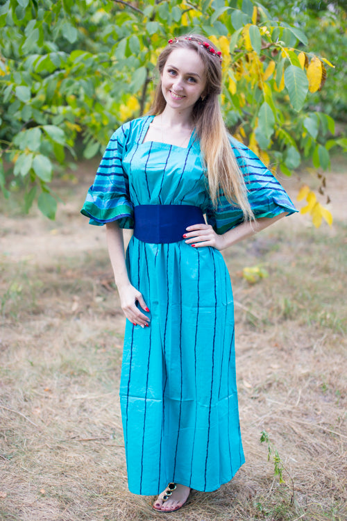 Teal Beauty, Belt and Beyond Style Caftan in Multicolored Stripes