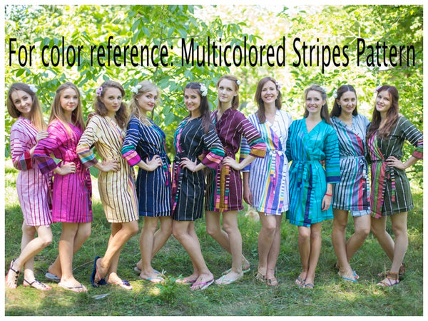 Dark Blue My Peasant Dress Style Caftan in Multicolored Stripes Pattern