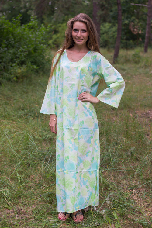 Mint The Unwind Style Caftan in Ombre Fading Leaves Pattern