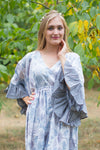 Gray Pretty Princess Style Caftan in Ombre Fading Leaves Pattern