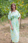 Mint Cut Out Cute Style Caftan in Ombre Fading Leaves Pattern