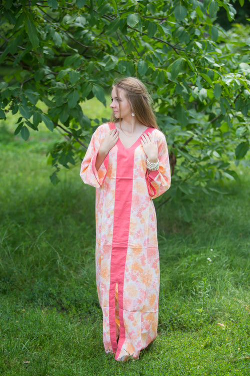 Peach The Glow-within Style Caftan in Ombre Fading Leaves Pattern