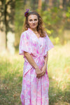 Pink The Drop-Waist Style Caftan in Ombre Fading Leaves Pattern