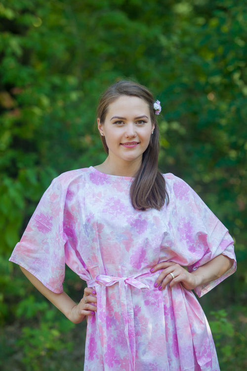 Pink Mademoiselle Style Caftan in Ombre Fading Leaves Pattern|Pink Mademoiselle Style Caftan in Ombre Fading Leaves Pattern|Ombre Fading Leaves