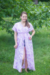 White Lilac Beach Days Style Caftan in Ombre Fading Leaves