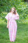White Pink Best of both the worlds Style Caftan in Ombre Fading Leaves Pattern