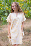 Yellow Sunshine Style Caftan in Ombre Fading Leaves Pattern