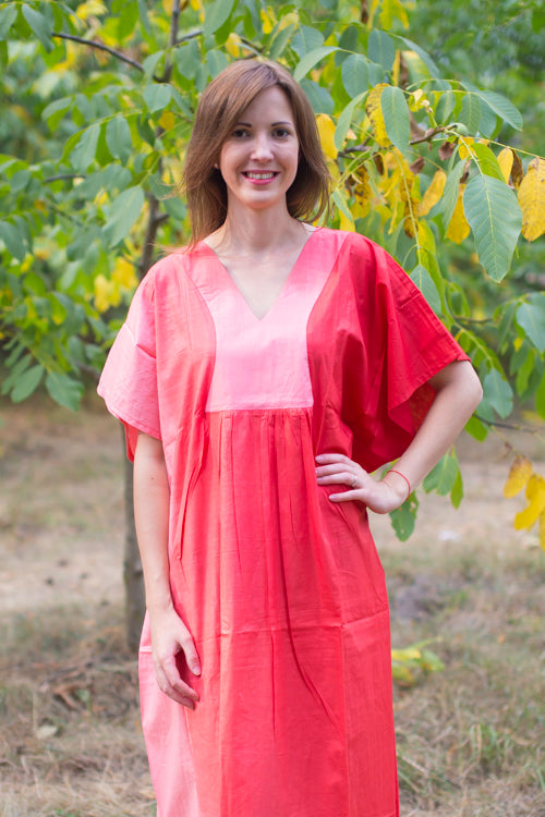 Coral Flowing River Style Caftan in Ombre TieDye Pattern|Coral Flowing River Style Caftan in Ombre TieDye Pattern|Ombre Tiedye