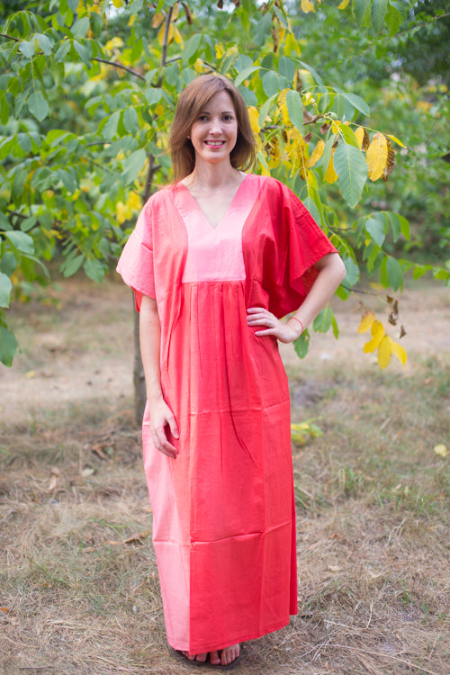 Coral Flowing River Style Caftan in Ombre TieDye Pattern