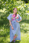 Gray Divinely Simple Style Caftan in One Long Flower Pattern