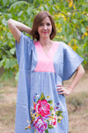 Gray Flowing River Style Caftan in One Long Flower Pattern