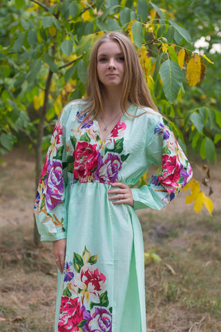 Mint Shape Me Pretty Style Caftan in One Long Flower Pattern