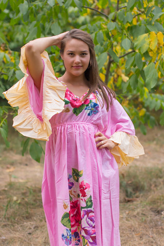 Pink Pretty Princess Style Caftan in One Long Flower Pattern