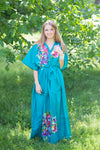 Teal Best of both the worlds Style Caftan in One Long Flower Pattern