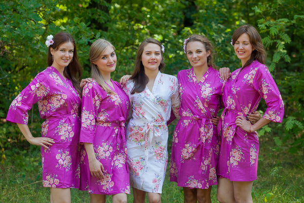 Orchid Faded Flowers Pattern Bridesmaids Robes