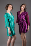 Purple Satin Robe with Brasso Sleeves