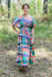 Coral Cut Out Cute Style Caftan in Peacock Plumage Pattern|Coral Cut Out Cute Style Caftan in Peacock Plumage Pattern