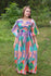 Coral I Wanna Fly Style Caftan in Peacock Plumage Pattern|Coral I Wanna Fly Style Caftan in Peacock Plumage Pattern