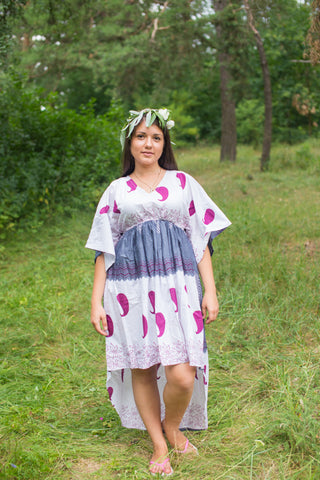 Gray High Low Wind Flow Style Caftan in Perfectly Paisley Pattern