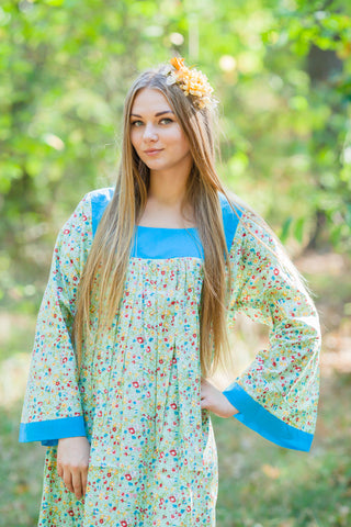 Mint Fire Maiden Style Caftan in Petit Florals Pattern