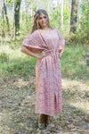Pink Cut Out Cute Style Caftan in Petit Florals Pattern