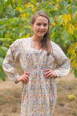 White Shape Me Pretty Style Caftan in Petit Florals Pattern