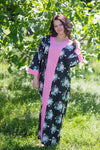 Black The Glow-within Style Caftan in Pink Peonies Pattern