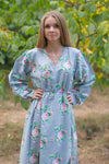 Gray Shape Me Pretty Style Caftan in Pink Peonies Pattern