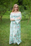 Mint Serene Strapless Style Caftan in Pink Peonies Pattern