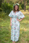 Mint Timeless Style Caftan in Pink Peonies Pattern