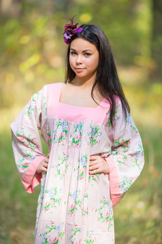 Pink Fire Maiden Style Caftan in Pink Peonies Pattern