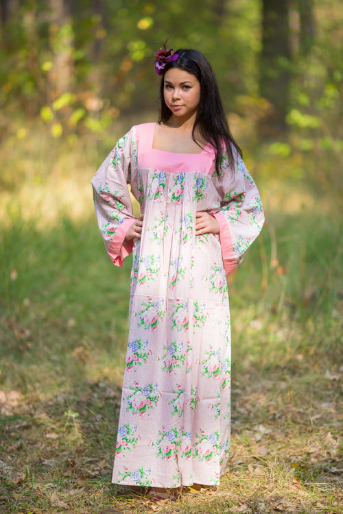Pink Fire Maiden Style Caftan in Pink Peonies Pattern