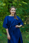 Dark Blue Mademoiselle Style Caftan in Plain and Simple Pattern