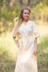 Light Yellow The Drop-Waist Style Caftan in Plain and Simple Pattern
