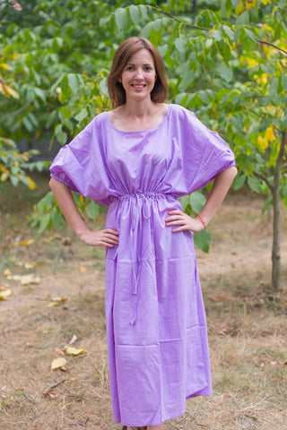 Lilac Cut Out Cute Style Caftan in Plain and Simple Pattern