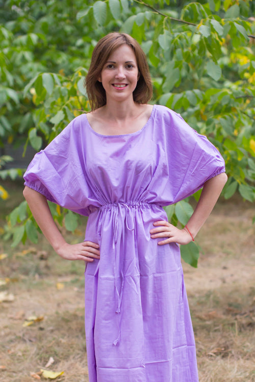 Lilac Cut Out Cute Style Caftan in Plain and Simple Pattern