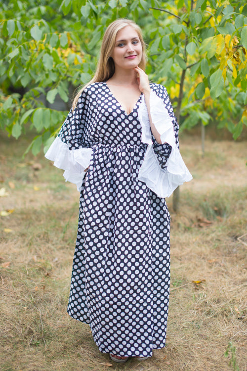 Black Frill Lovers Style Caftan in Polka Dots Pattern|Black Frill Lovers Style Caftan in Polka Dots Pattern|Polka Dots