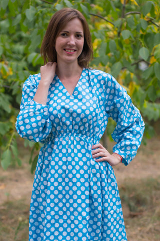 Blue Shape Me Pretty Style Caftan in Polka Dots Pattern
