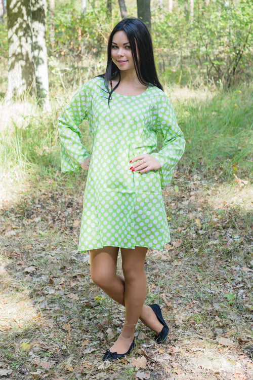 Green Bella Tunic Style Caftan in Polka Dots Pattern
