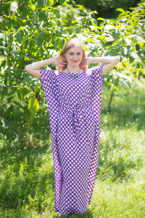Lilac Divinely Simple Style Caftan in Polka Dots Pattern