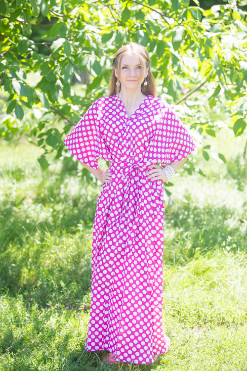 Magenta Best of both the worlds Style Caftan in Polka Dots Pattern|Magenta Best of both the worlds Style Caftan in Polka Dots Pattern|Polka Dots