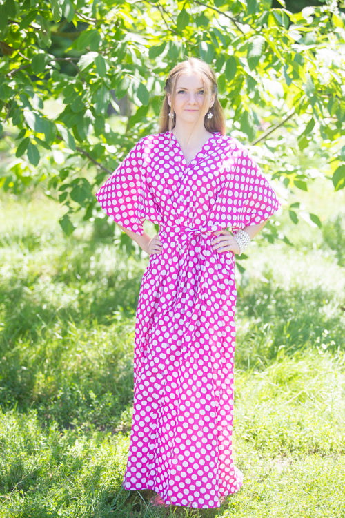 Magenta Best of both the worlds Style Caftan in Polka Dots Pattern