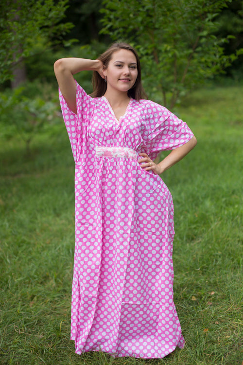 Pink Unfurl Style Caftan in Polka Dots Pattern|Pink Unfurl Style Caftan in Polka Dots Pattern|Polka Dots