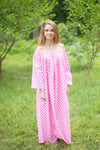Pink Serene Strapless Style Caftan in Polka Dots Pattern
