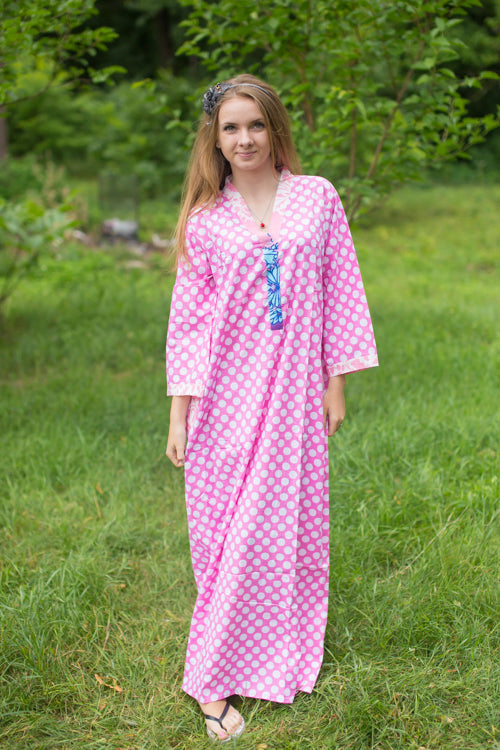 Pink Simply Elegant Style Caftan in Polka Dots Pattern