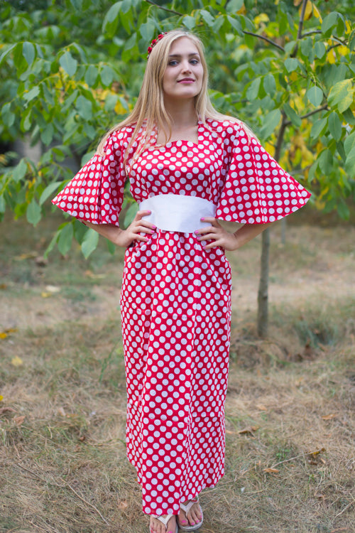 Red Beauty, Belt and Beyond Style Caftan in Polka Dots
