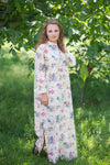 Light Yellow Charming Collars Style Caftan in Romantic Florals Pattern